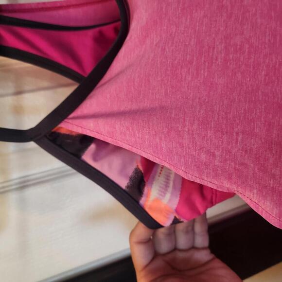 Nike Women's Pink and Multicolor Tank Top with built in bra- Size Medium - Picture 4 of 7